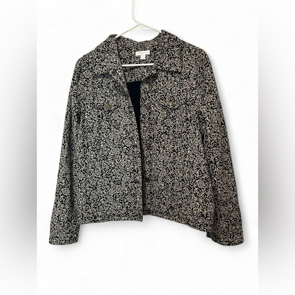 Charter‎ Club Scroll Print Jacket L Cottagecore Artsy Vintage Vibes